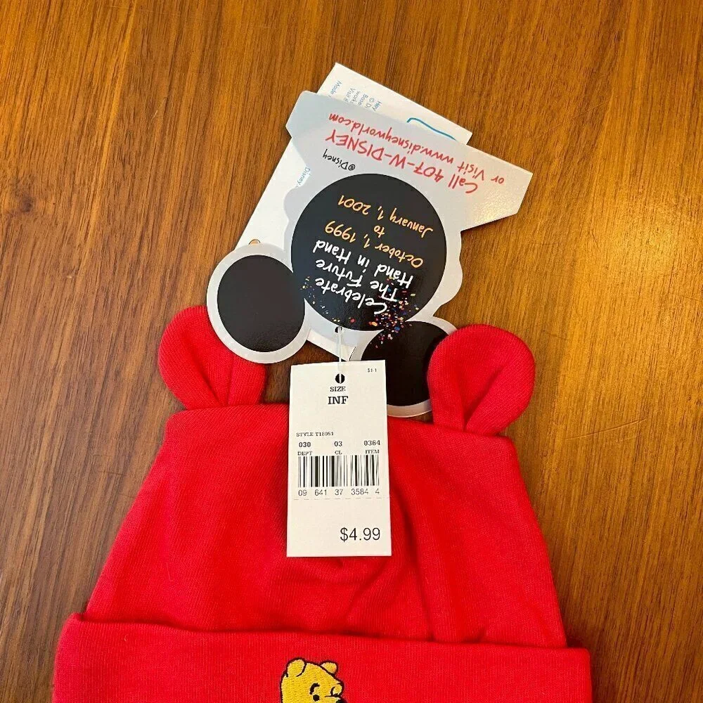 Vintage NWT Winnie the Pooh Infant Cap 2000's Disney Millennium Celebration